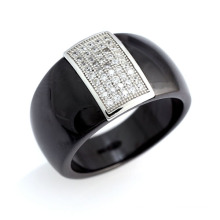 Prata 925 e anel da jóia cerâmica (R21053)